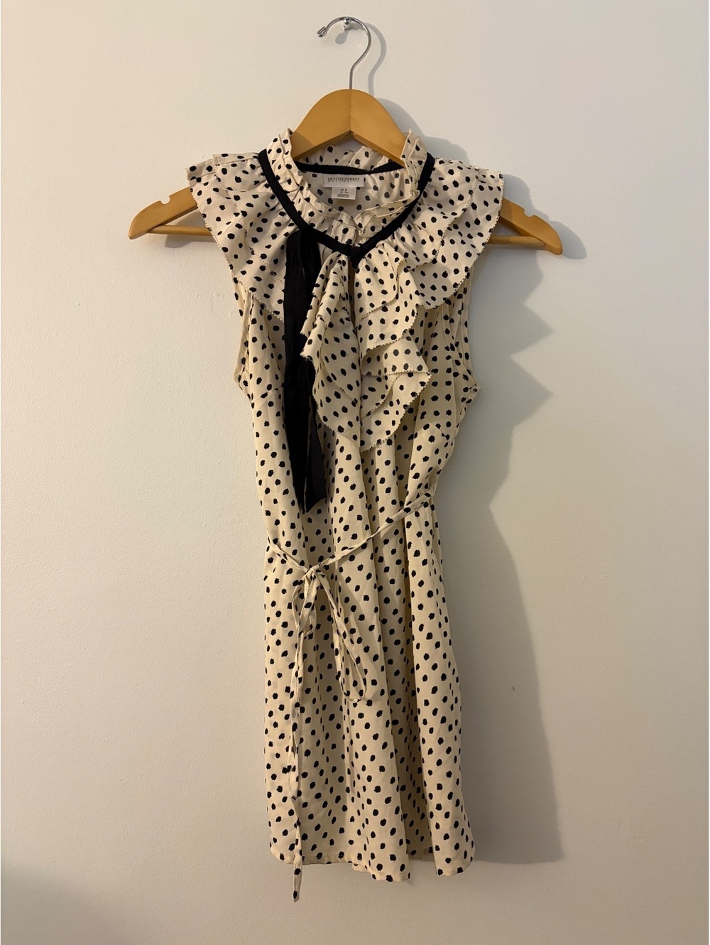 Motherhood Maternity Polk a Dot Sleeveless Cream Blouse- Size S